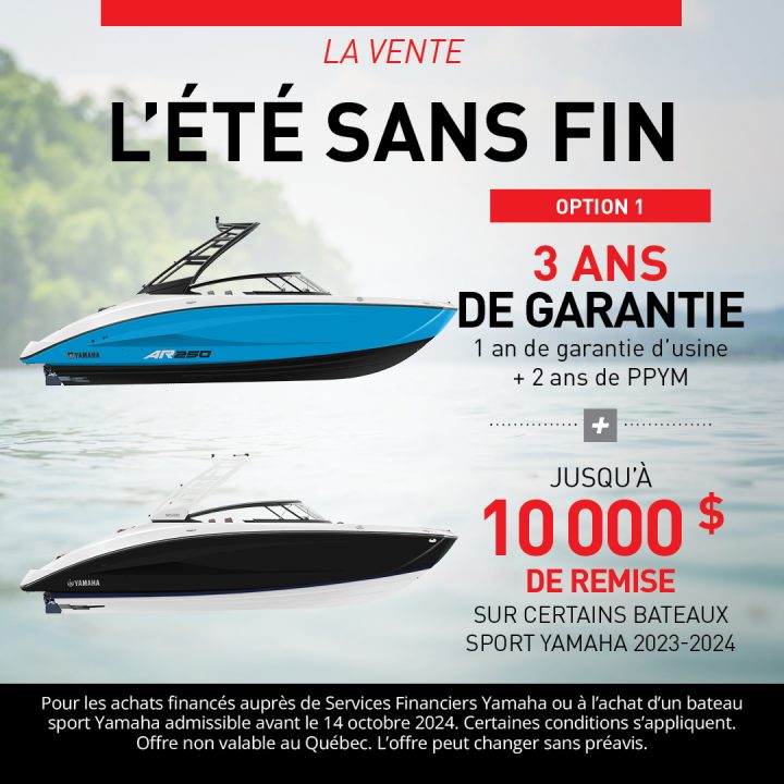 PROMOTION L’ÉTÉ SANS FIN ! – BATEAUX SPORTS – OPTION 1